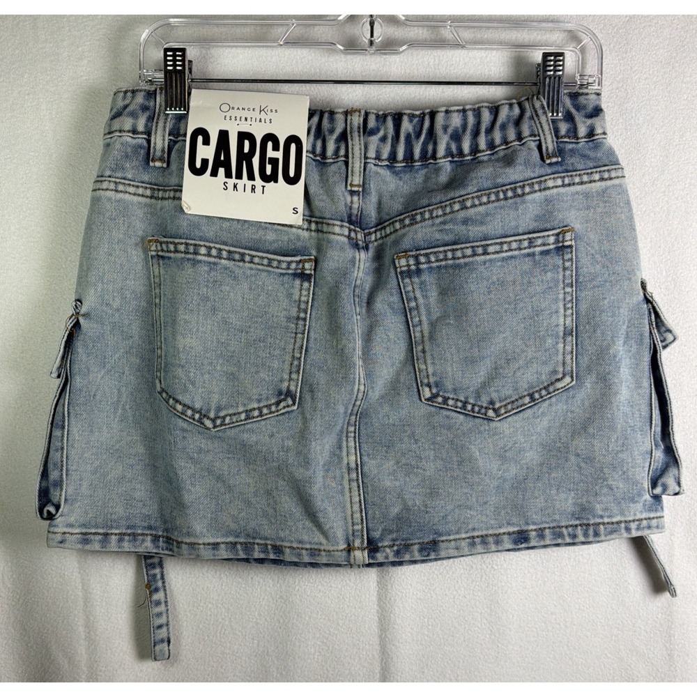 Orange Kiss Women's Denim Cargo Skirt Size Small Y2K - Picture 6 of 11